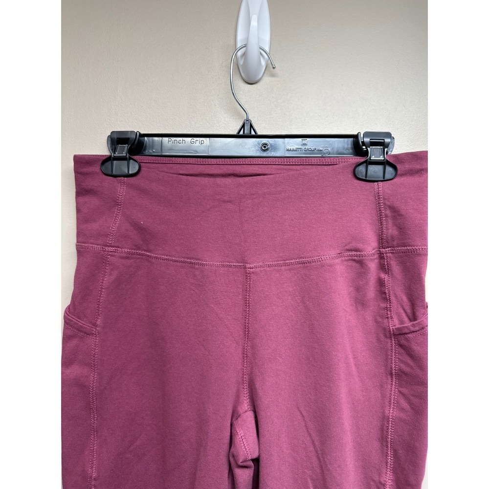 Bebe Sport Pink Ribbed High Waist Leggings Women‎ M Pocket Rhinestone Detail - Picture 2 of 7
